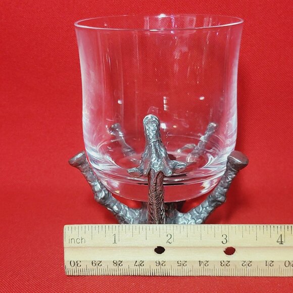 Vintage Frankli Wild Pewter Giraffe Base Clear Glass Tumbler Whiskey Glass - Picture 11 of 17